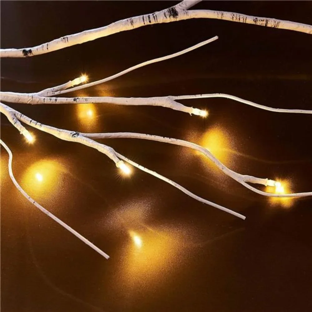 Birch Garland with Lights 6FT 48LED BatteryOperated,Lighted Twig Vine with Timer